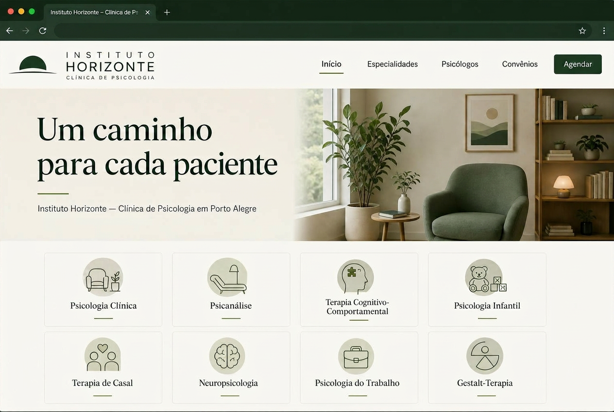 Site entregue para Instituto Horizonte — Clínica Multidisciplinar de Psicologia