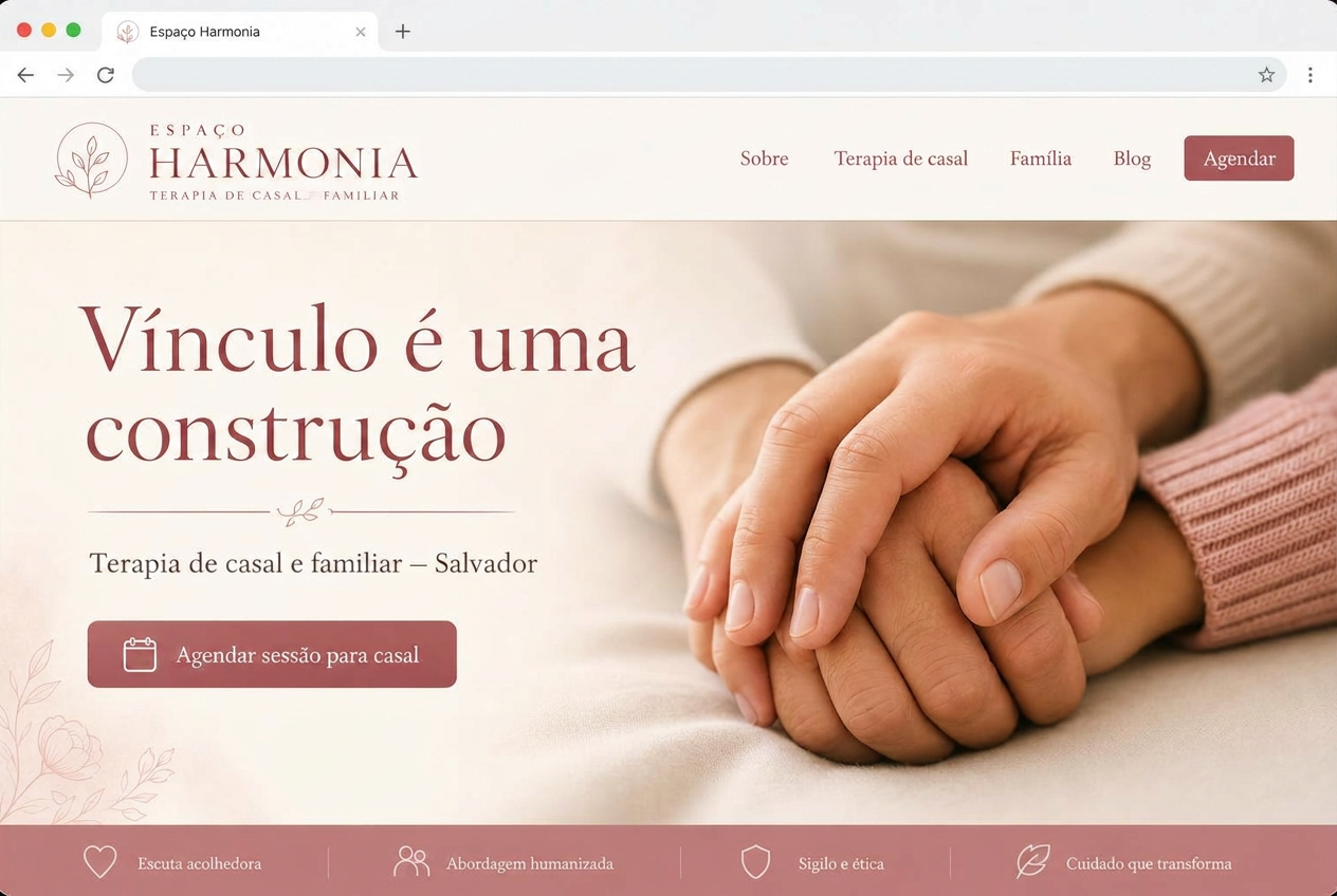 Site entregue para Espaço Terapêutico Harmonia — Terapia de Casal e Familiar
