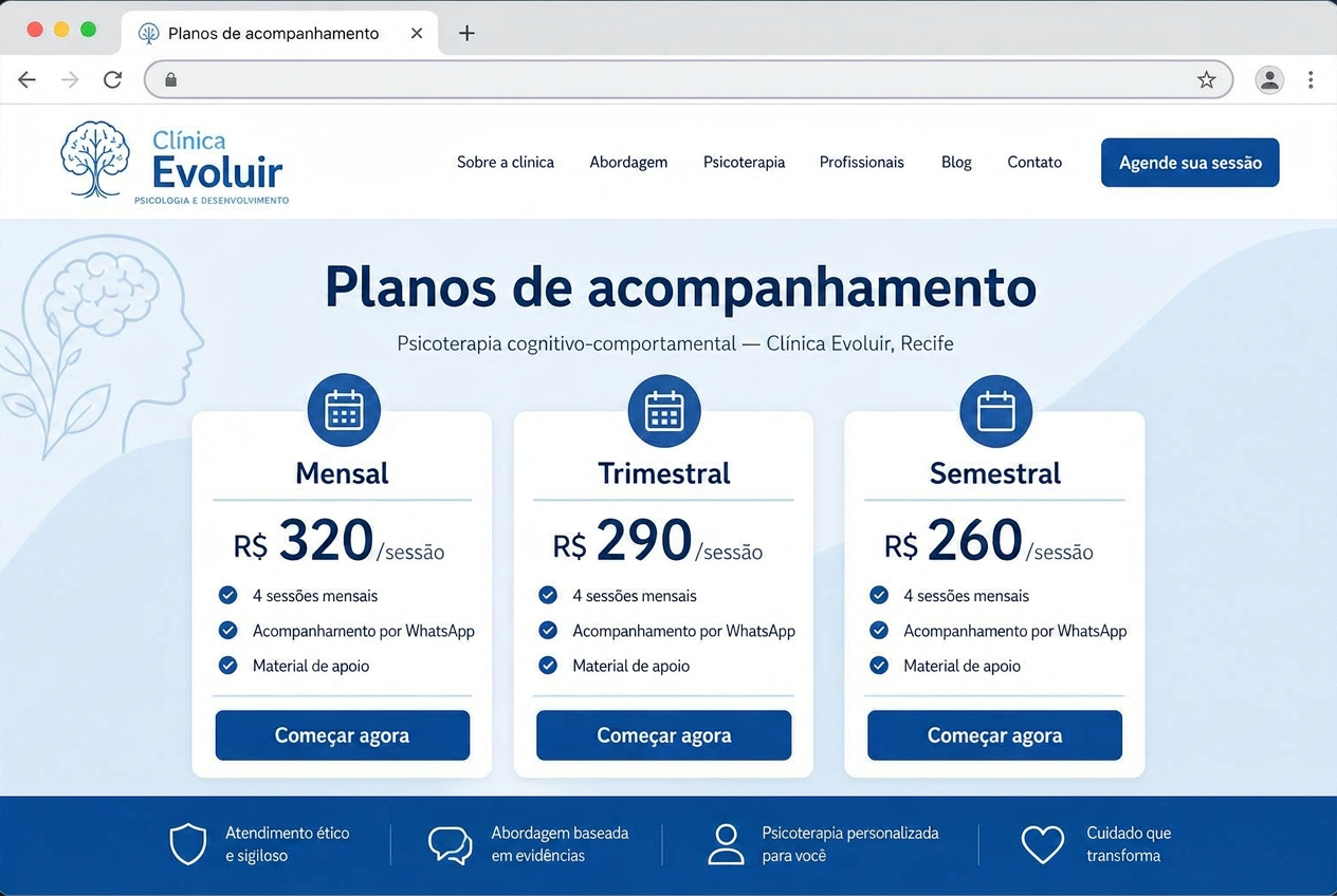 Site entregue para Clínica Evoluir — Psicologia Cognitivo-Comportamental
