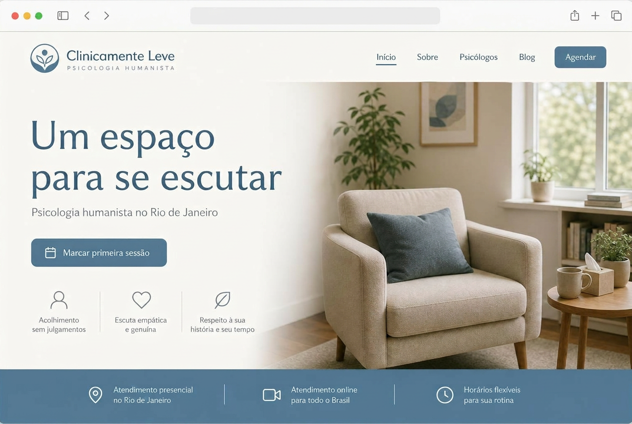 Site entregue para Clínica Mente Leve — Psicologia Humanista