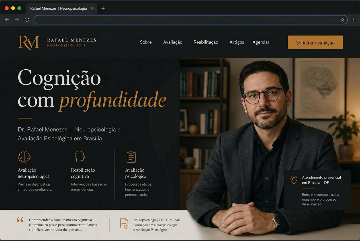 Site entregue para Dr. Rafael Menezes — Neuropsicologia — Neuropsicologia e Avaliação Psicológica